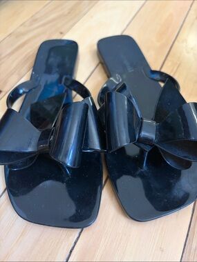 Jeffrey Campbell Black Bow Slide Sandals